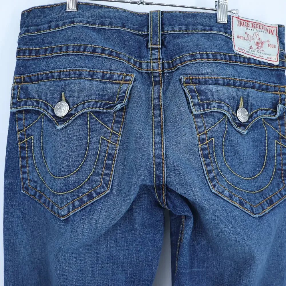 TRUE RELIGION Straight Leg Jeans Blue Vintage Y2k Medium Wash Men's 36